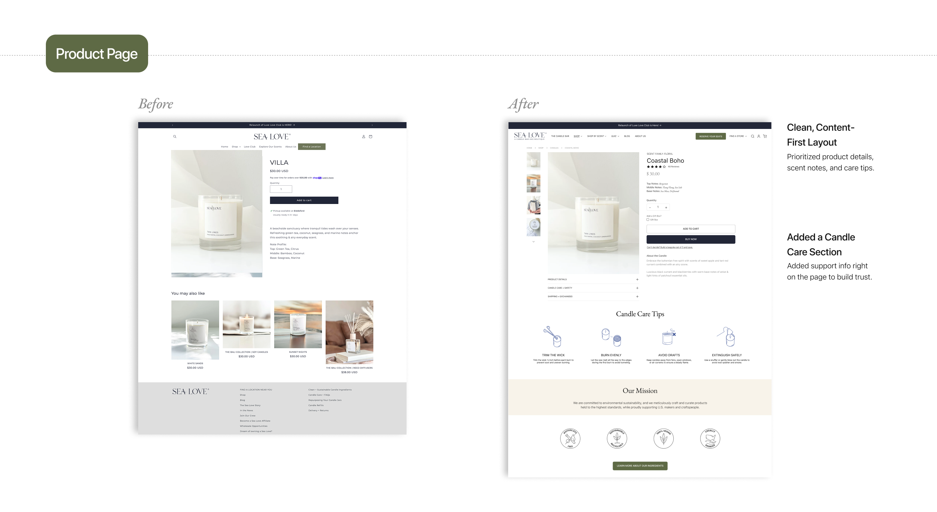 SEALOVE CANDLE BAR WEBSITE REDESIGN — slide 14